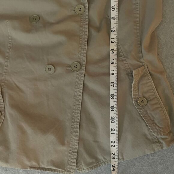 Banana Republic Khaki Trench Jacket Women Size 12 Cotton Double Breasted - Picture 13 of 15